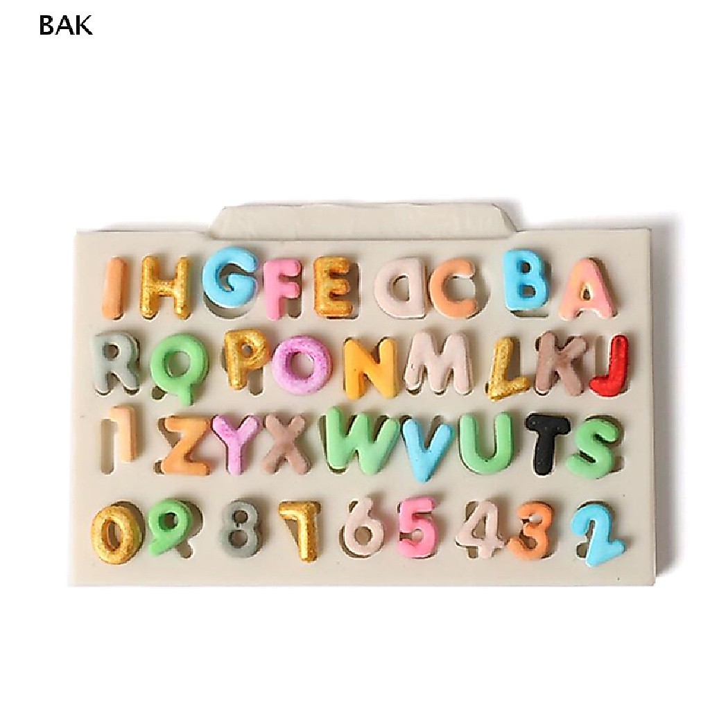 Bak แม่พิมพ์ซิลิโคน รูปตัวอักษร ตัวเลข สําหรับทําเค้ก ช็อคโกแลต ฟองดองท์ DIY
