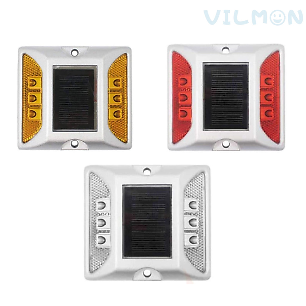 หมุดถนนพลังงานแสงอาทิตย์ LED กระพริบอลูมิเนียมน้ำหนักเบาสองด้านสีแดง/สีเหลือง/สีขาว ทนทาน Road Studs