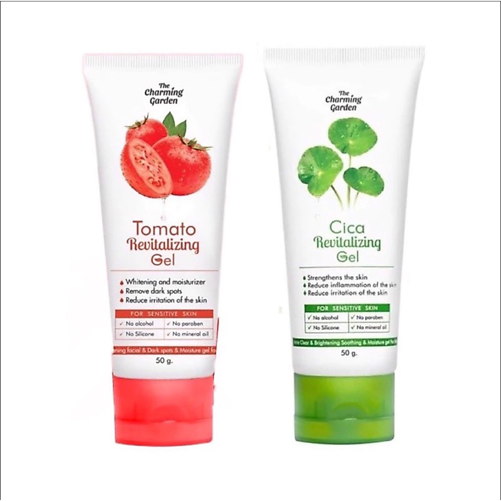 [ส่งฟรี ซื้อในไลฟ์ลด50%ของแท้]เซ็ตคู่เจลใบบัวบกและเจลมะเขือเทศ เดอะ ชาร์มมิ่ง The Charming Cica Gel
