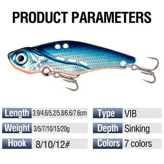 Sinking VIB โลหะตกปลา Lure 3g-20g เหยื่อ Hard ประดิษฐ์ 3D ตา Treble Hooks สําหรับ Snakehead นกยูงเบสน้ําจืดน้ําเค็ม Angling