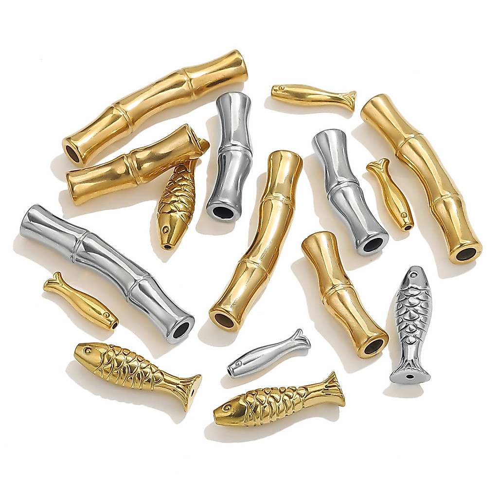 ชุดอุปกรณ์ทำสร้อยข้อมือ 5 ชิ้น/แพ็ค สแตนเลสและเหล็ก Gold-plated พร้อมเชือกวัสดุ hand-braided และลูกปัดสำหรับ DIY