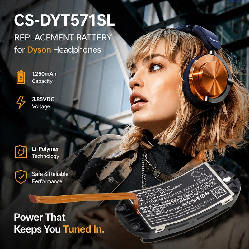 Cameron Sino 3.85V 1250mAh ชุดหูฟังไร้สายแบตเตอรี่ X571-22H01A22J01P สําหรับ Dyson OnTrac หูฟัง