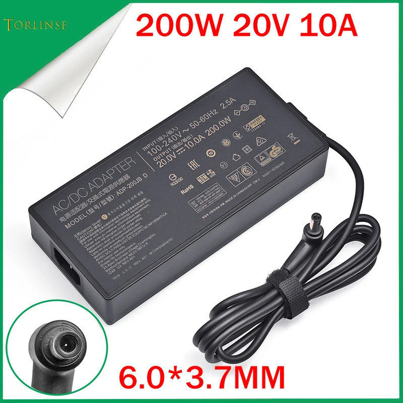 20V 10A 200W 6.0*3.7 มม.ADP-200JB D แล็ปท็อปอะแดปเตอร์ชาร์จสําหรับ Asus TUF A17 FA706QM FA506QR ROG 