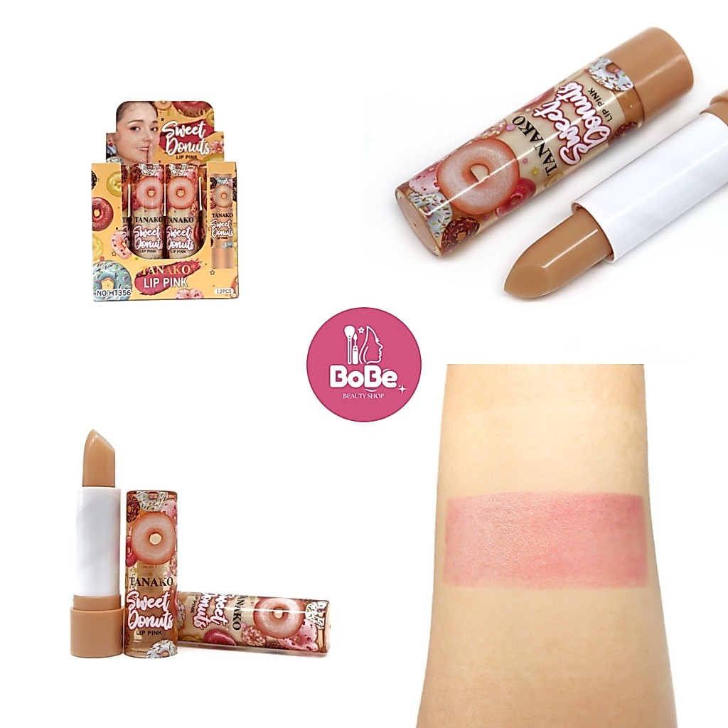 {12แท่ง} TANAKO Sweet Donuts Pink Lip Balm ลิปบาล์มเปลี่ยนสี บำรุงริมฝีปาก ชมพูเป็นธรรมชาติ no.HT356