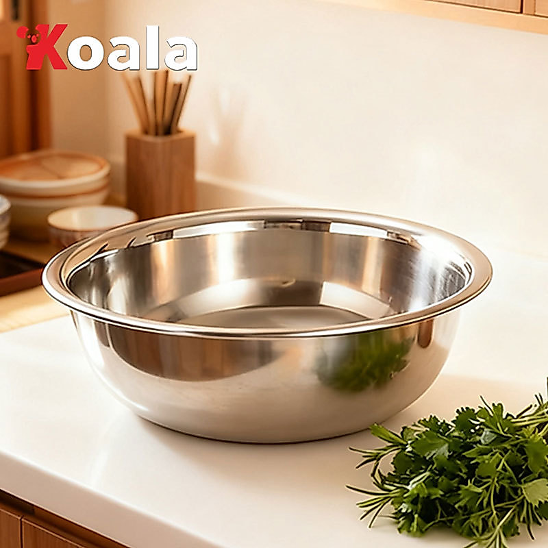 KOALA ส่งฟรีส่วนลดชามผสมแป้ง แบบหนา ขนาด ชามผสมวัตถุดิบอาหาร ชามสแตนเลสแท้ ถ้วยกลม กะละมังกลม เกรด Stainless Steel Mixin