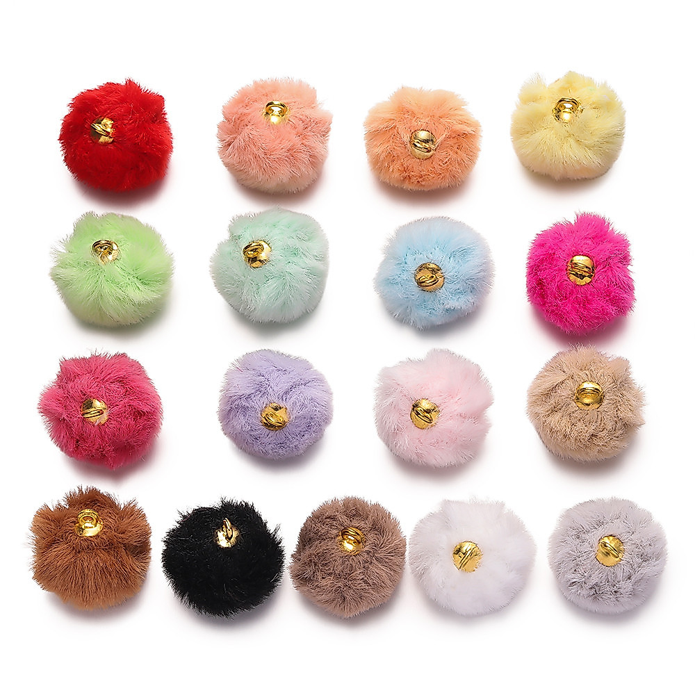 10ชิ้น จี้ลูกบอลขนกระต่าย 14x17มม สีรุ้ง ขนฟู นุ่มนิ่ม DIY สำหรับทำต่างหู ห้อยกระเป๋า สไตล์Y2Kน่ารัก