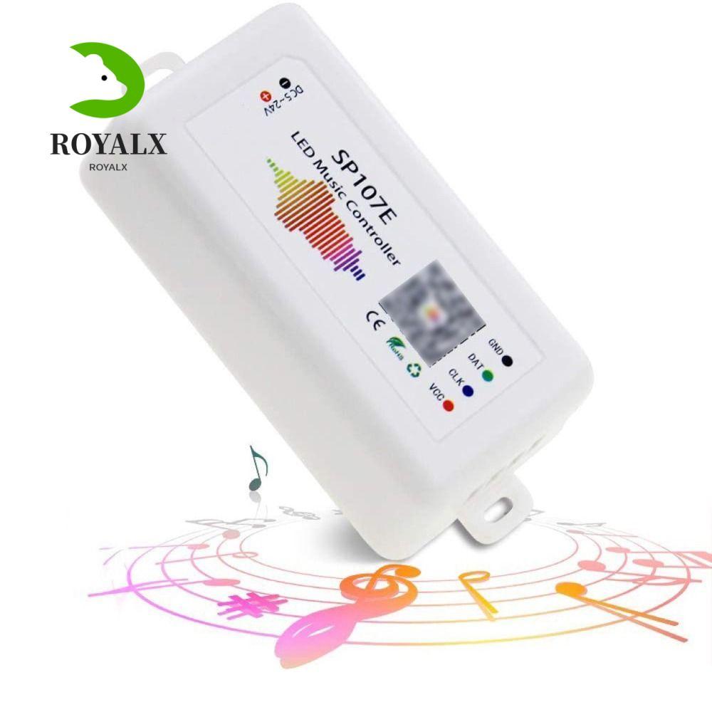 ROYALX ไฟ LED Controller, DC5-24V SP105E SP107E SP108E LED พิกเซล Strip Controller, Build-in MIC บลู