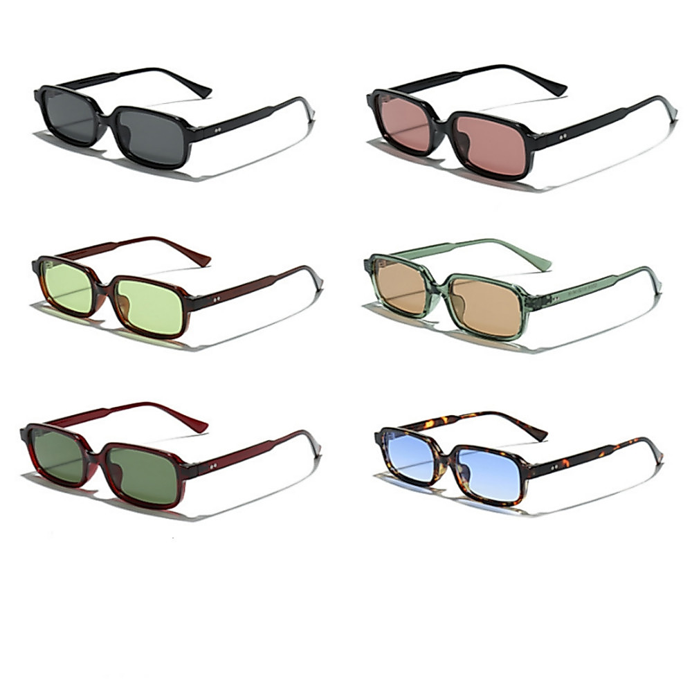Retro ขนาดเล็กรูปสี่เหลี่ยมผืนผ้าบางแว่นตากันแดด UV400 โปร่งใสเลนส์ Vintage Mini Slim กรอบทุกวันแฟชั่นแว่นตาสําหรับผู้ชายผู้หญิง