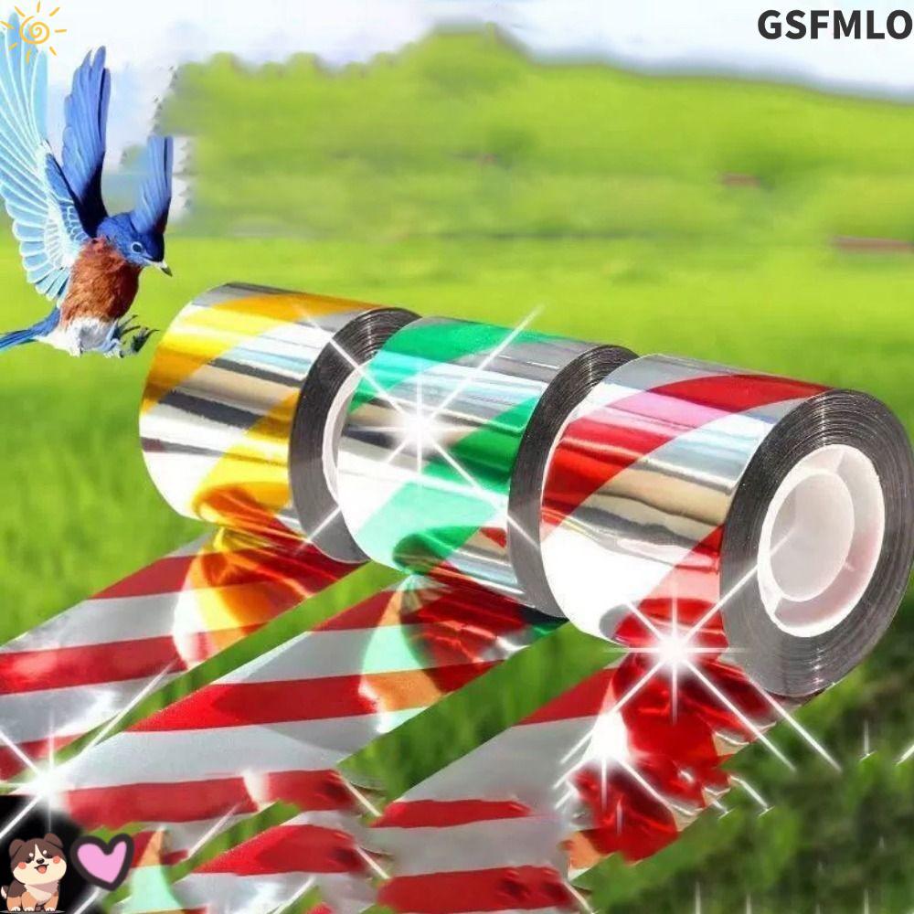 GSFMLO 50ม/100ม ริบบิ้นไล่นก,เทปป้องกันนกแบบแขวนกระพริบไร้กาว,ปฏิบัติสองด้านสะท้อนแสงอเนกประสงค์นก สแคร์ เทปสัตว์เล็ก