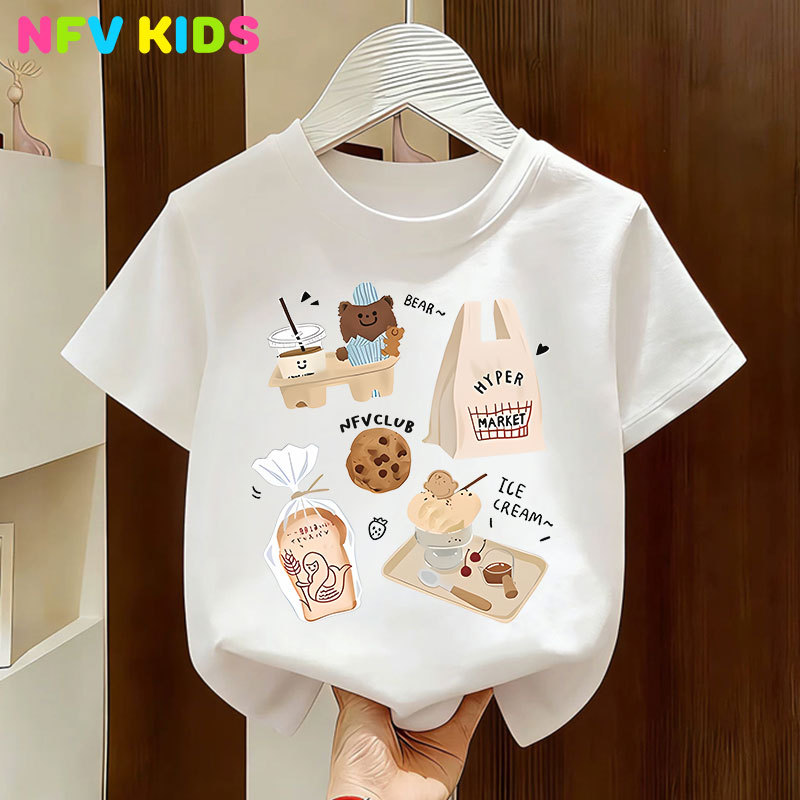 【พร้อมส่ง&COD】NFV KIDS เสื้อยืดแขนสั้นเด็ก🎀ใส่สบาย ทรงหลวม ซึบซับเหงื่อ ใส่ได้ทั้งชายหญิง ลายการ์ตูนน่ารัก ระบายอากาศ YG363