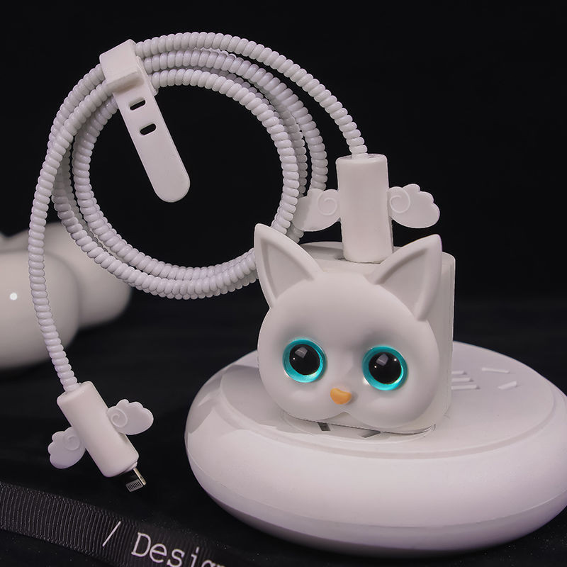 Little Black Cat Apple 20w Charger ฝาครอบป้องกันการ์ตูนน่ารักสายเคเบิลข้อมูล Anti Break - รูปที่ 5