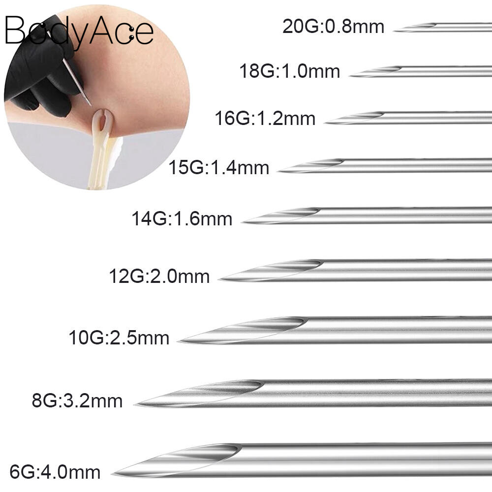Bodyace ชุดเครื่องมือเจาะหู ขนาด 6G ถึง 20G เครื่องมือครบเซ็ทสำหรับเจาะสะดือ จมูก และริมฝีปาก