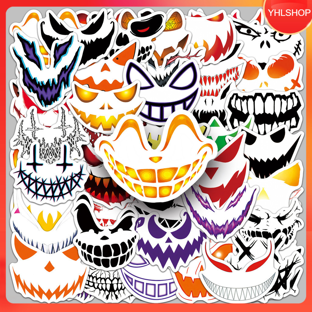🍁🍁พร้อมส่ง 50แบบ สติกเกอร์ หน้าผี ฮาโลวีน  ghost face Demon horror halloween sticker