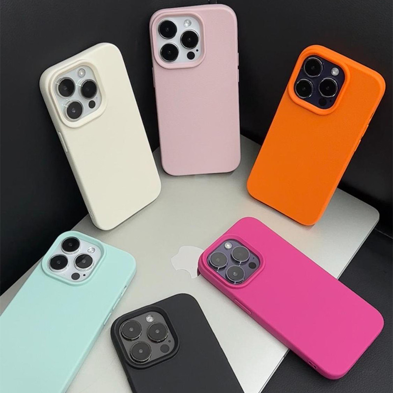 เหมาะสําหรับ iPhone 17 16 Pro Max 15 14 13 12PRO Macaron เคสโทรศัพท์เรียบง่ายสีทึบ