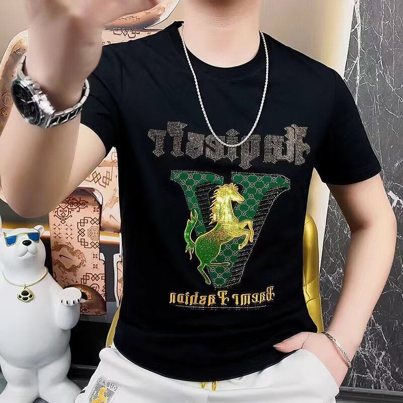 夏季欧美新款时尚潮牌圆领潮流修身高男装短袖短袖短袖短袖短袖裙子ฤดูร้อนใหม่แฟชั่นแบรนด์รอบคอแนวโน้มร้อนwww58.ของฉัน20250901