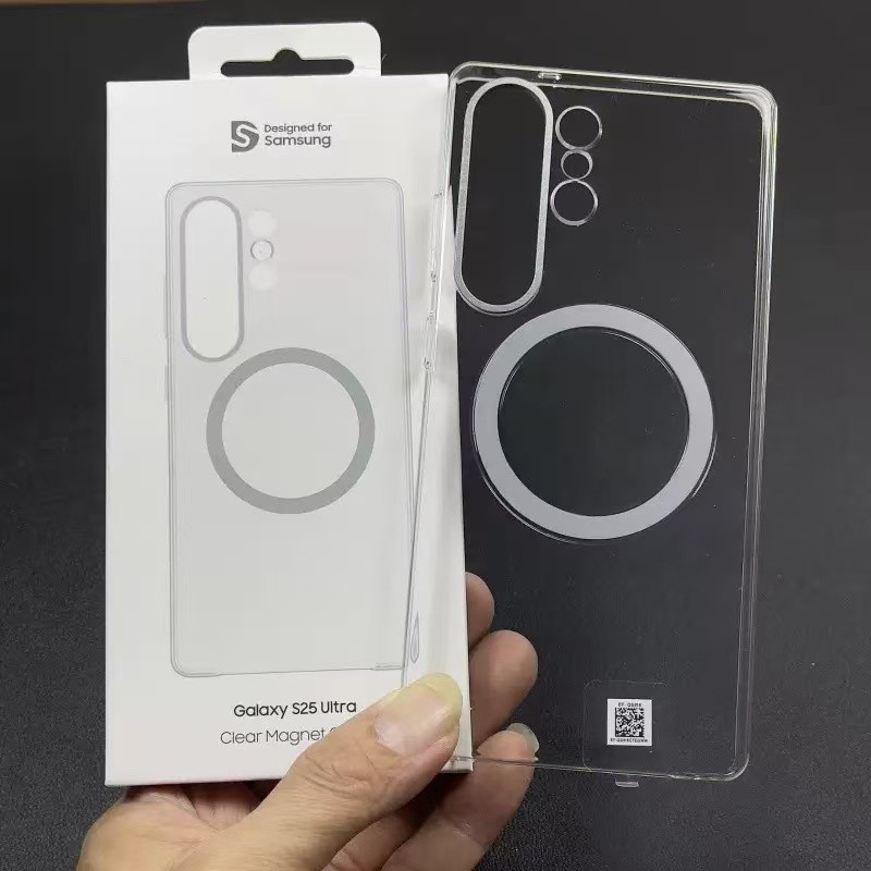 Magnetic High Transparent Clear PC Case สําหรับ Samsung Galaxy S25 Ultra S25 Plus เลนส์โลหะฝาครอบโทรศัพท์
