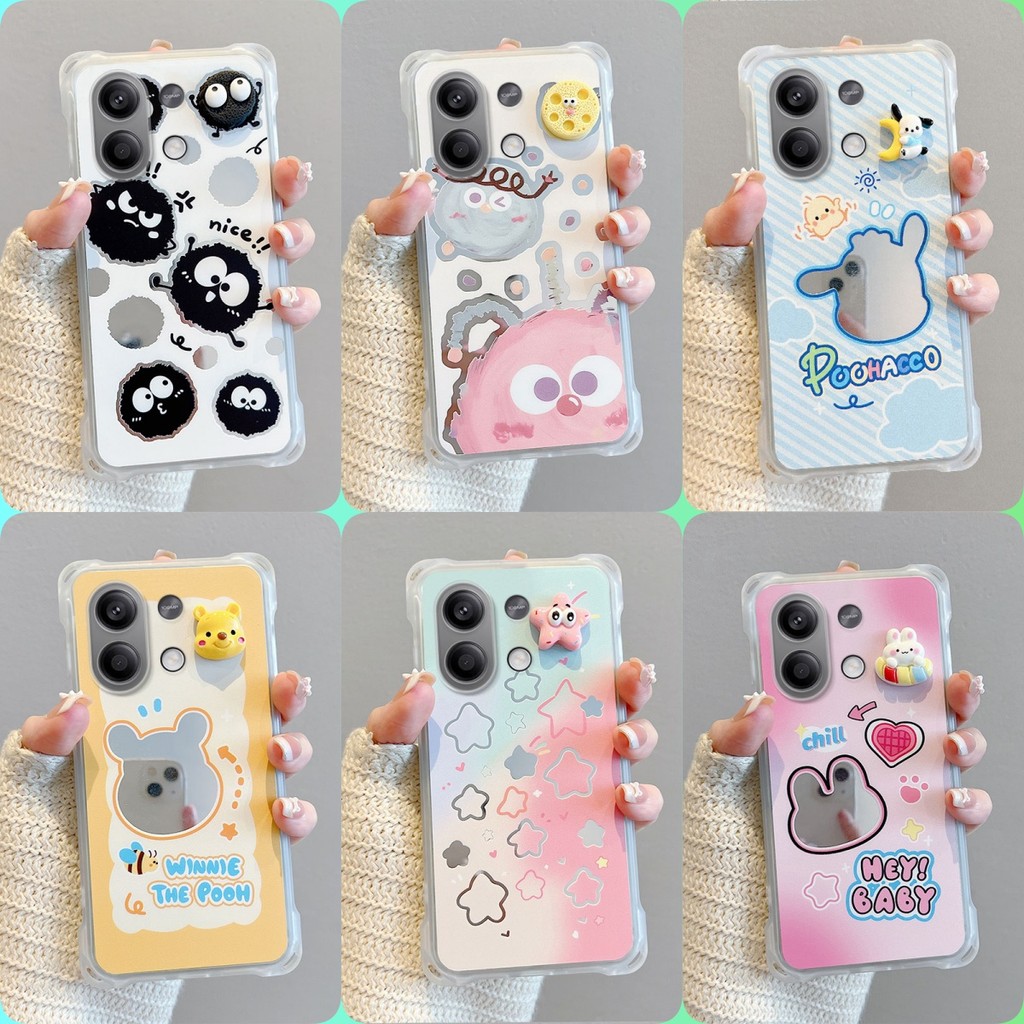 เคส POCO M6 PRO กระจก‌สี่มุมป้องกันกรณีโทรศัพท์หล่น