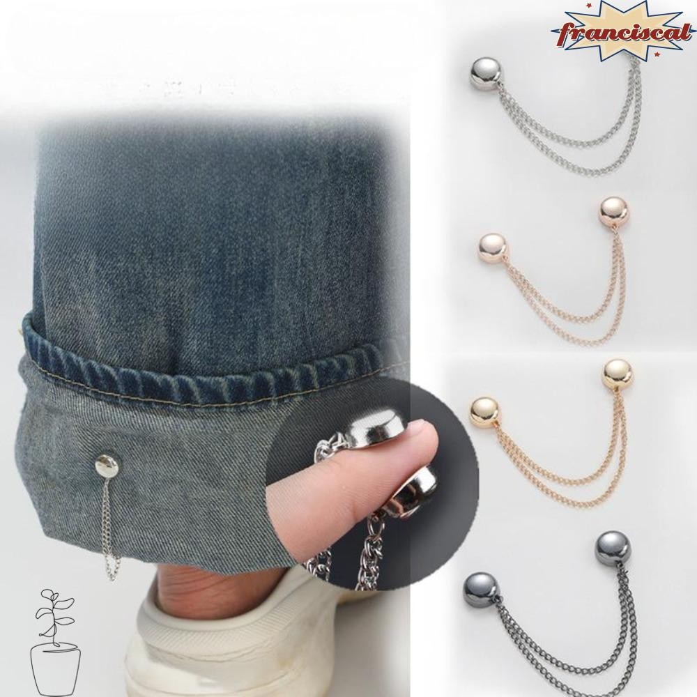 FRANCISCAL 2 ชิ้นปุ่มโลหะคลิป,โลหะผสม Cuff Fixing แม่เหล็กเสื้อผ้าคลิป,คุณภาพสูงประณีต Multi-Function เปลี่ยนกางเกงขาสั้นขาหัวเข็มขัดสําหรับ Headscarf ผ้าคลุมไหล่