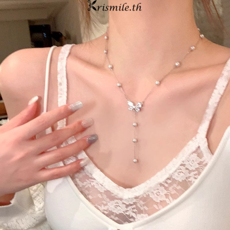 COD-ในไทย💖สร้อยคอผีเสื้อ จี้ประดับมุก หรูหราแสงสไตล์เกาหลี เครื่องประดับแฟชั่น สําหรับผู้หญิง-Krismile.th - รูปที่ 4