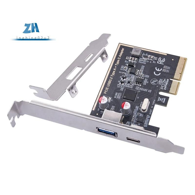 PCIE USB 3.2 GEN2 10G + ประเภท C 10G อะแดปเตอร์ PCI Express X4 การ์ดขยาย Riser ASM1142 ชิปคอนโทรลเลอ