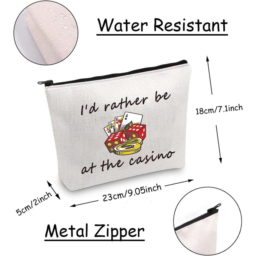 JXGZSO Gambler Gift Im Rather Be At The Casino Makeup Bag Lucky Dice Pouch Bag Casino Lover Gifts M6