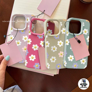 เคสหนังเนื้อนิ่มสีแคนดี้ For iPhone 13 เคส TPU ดอกไม้สีสันสดใสน่ารัก For iPhone15 11 14 13 12 16 Pro Max XS XR 7 8Plus