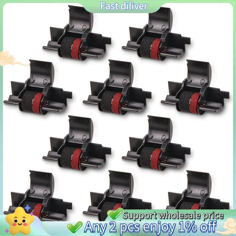 10 ชิ้นเครื่องคิดเลขเครื่องพิมพ์ริบบิ้นหมึกสีดําและสีแดงลูกกลิ้งเครื่องพิมพ์ริบบิ้น IR40T IR-40T สํา