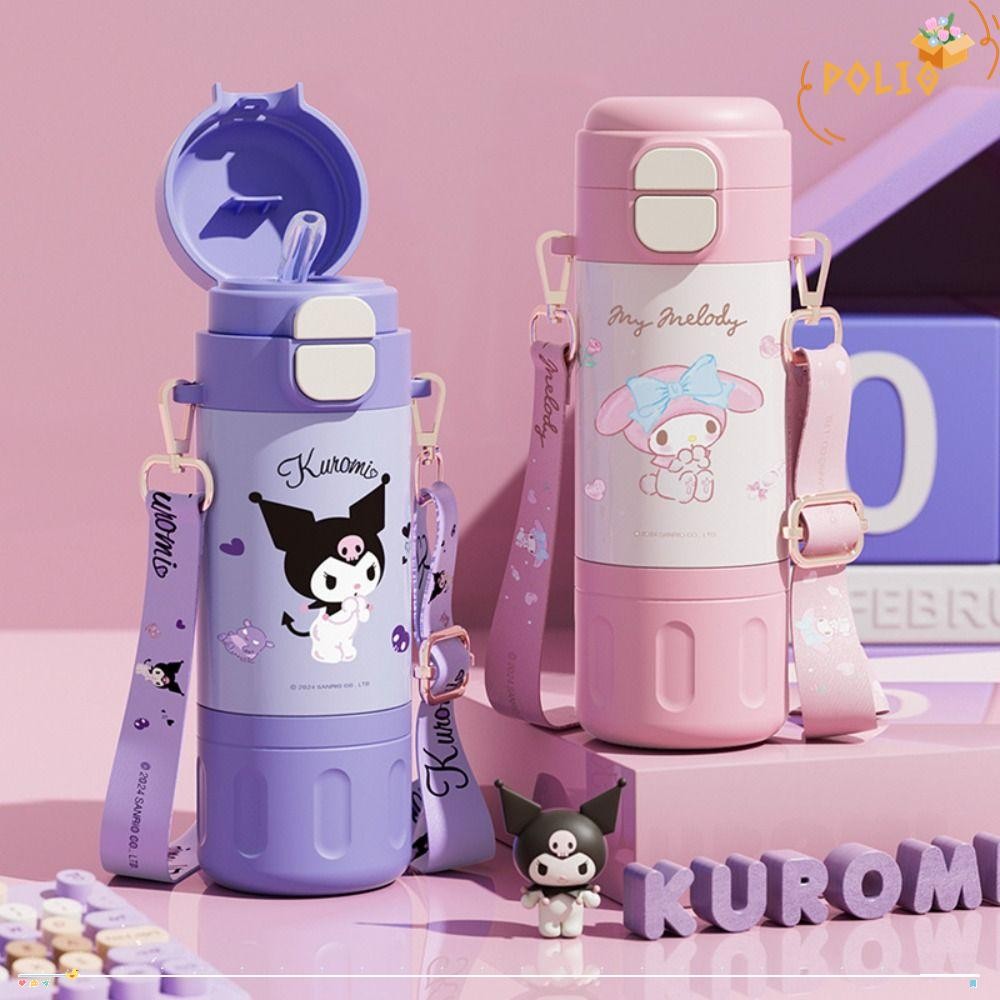 SANRIO ถ้วยฉนวน โปลี กระติกน้ําสูญญากาศ ซานริโอ ความจุขนาดใหญ่น่ารักสแตนเลส 480มล ขวดน้ําสําหรับเด็กชายและเด็กหญิง