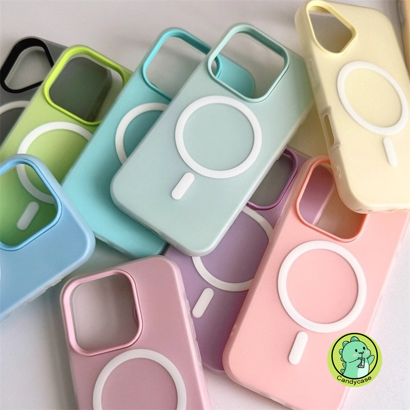 สีลูกกวาด 2 ใน 1 เคสโทรศัพท์แม่เหล็กสําหรับ OPPO Reno 14F 14 13 13F 12 12F 11 11F Pro 5G 4G หรูหราน่ารัก Simple Matte ปลอก
