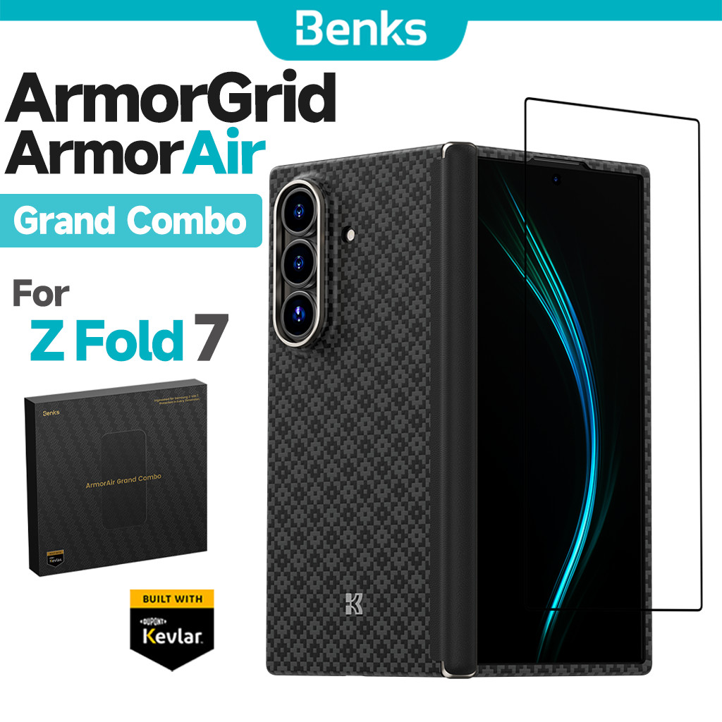 [Benks Official] Benks Grand Combo ArmorGrid ArmorAir สําหรับ Samsung Z Fold 7 เคสสีดํากรอบด้านหน้าสร้างขึ้นพร้อมบานพับเคฟล่าร์ป้องกันหน้าจอ Ultra Slim Light Hard Casing