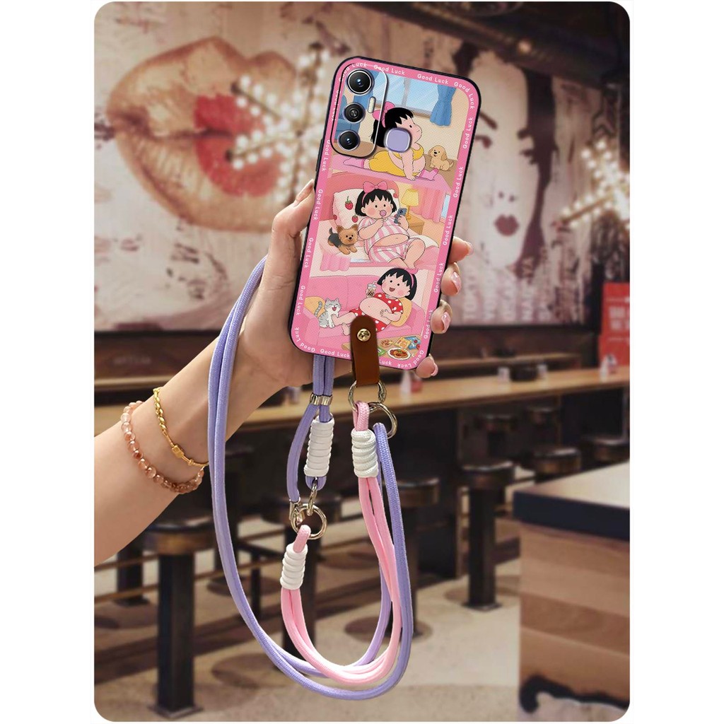 ออกแบบแฟชั่นฝาหลังเคสโทรศัพท์สําหรับ infinix Hot11/X662 Lanyard ทนทานการ์ตูน Crossbody สร้อยคอน่ารัก