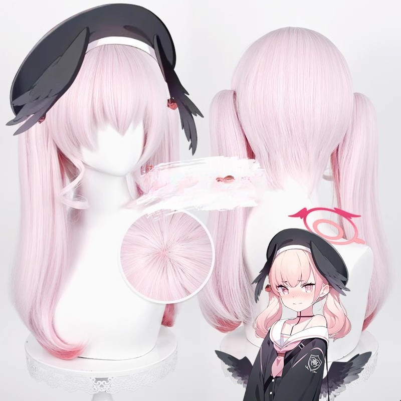 วิกผม.synthetic ทรงผมหางม้าและผมยาว สำหรับ.cosplay Shimoe Koharu จาก Blue Archive ทนต่อความร้อน