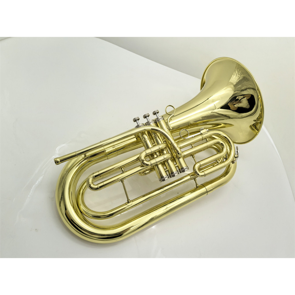 ภาพจริง Bb Marching Baritone ทองเหลืองนิกเกิลชุบเครื่องดนตรีมืออาชีพพร้อมกรณี