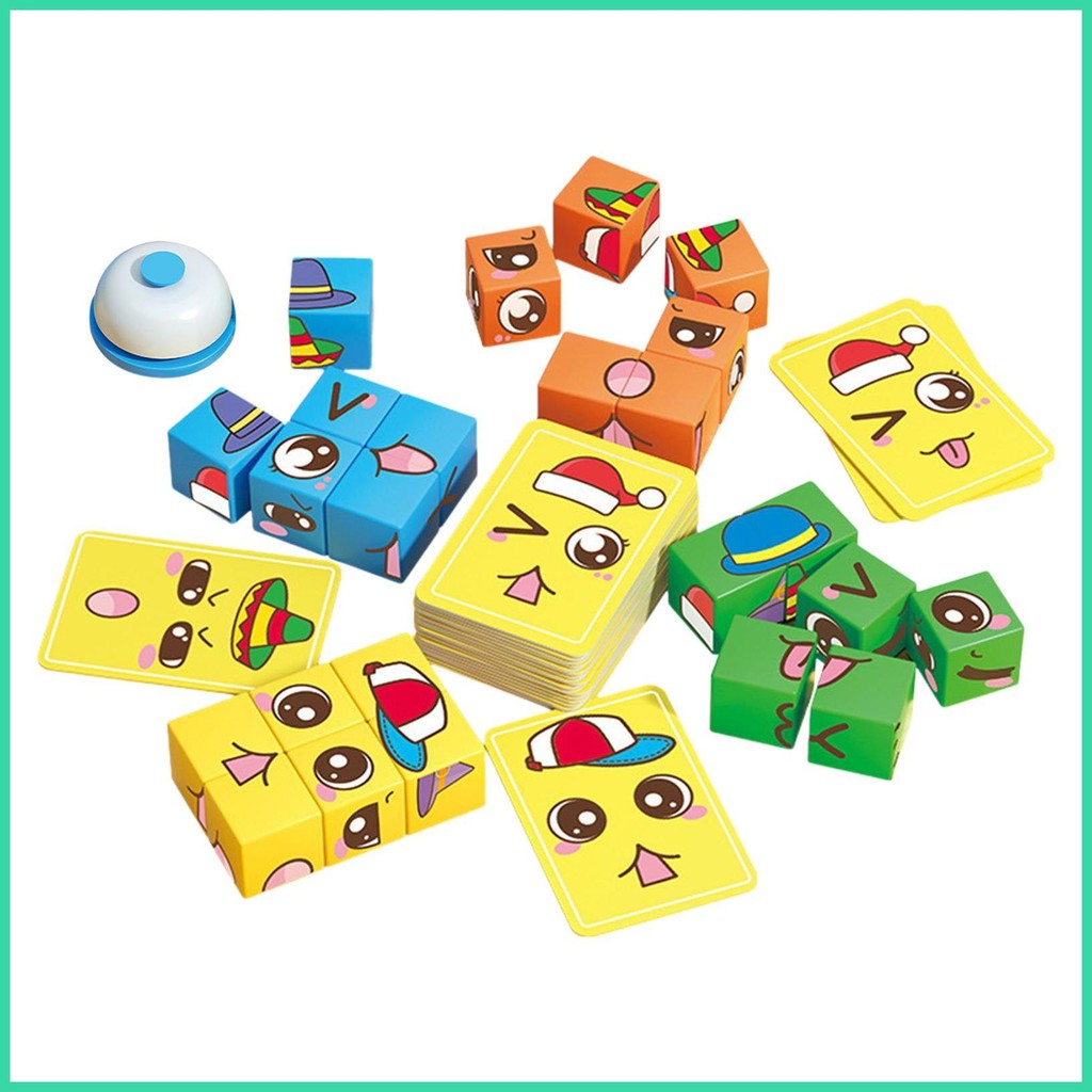 Face Change Cube Game Face Expression Cube Puzzle Building Blocks Set เกมจับคู่รูปแบบสําหรับอายุ 3 ป