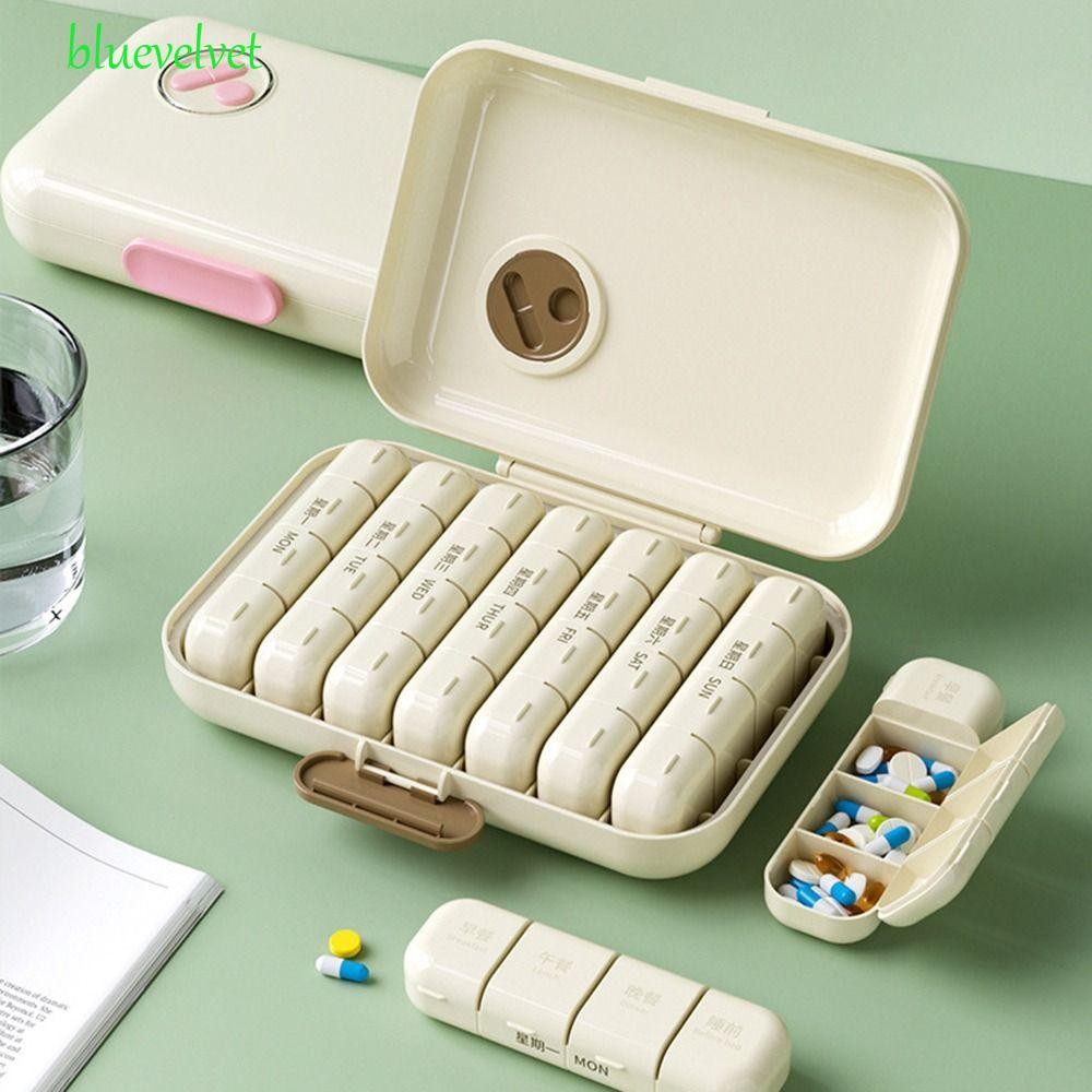 BLUEVELVET ที่เก็บยา 7 วัน, ป้องกันฝุ่น 21/28 ตารางกล่องยาทุกวัน,Reusable Waterproof Week Mark ความจ