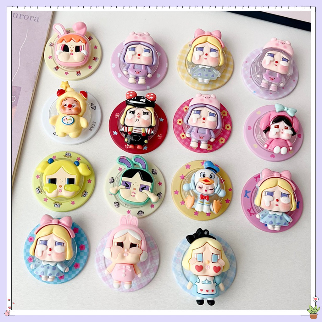 Magnetic Attraction ที่วางโทรศัพท์แบบพับได้ Girly การ์ตูน 3D Cry Baby Design Stand Kickstand สําหรับ Naked โทรศัพท์มือถือ Magsafe กรณี Anti-drop PC Bracket