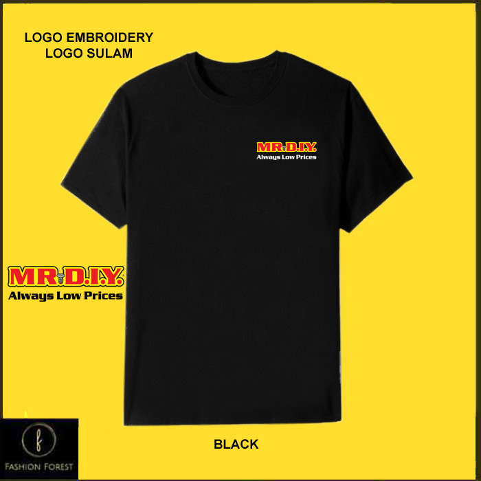 เสื้อยืดคอกลมผ้าฝ้ายสําหรับผู้ชายและผู้หญิงโลโก้เย็บปักถักร้อย Sulam MR DIY MR DIY โลโก้ Baju Sulam 