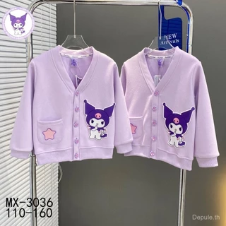 Fast Local Shipping เสื้อแจ็คเก็ตเด็กผู้หญิงสไตล์ใหม่ ลายการ์ตูนคุโรมิ พิมพ์บนเสื้อ มีกระดุมแถวเดียว