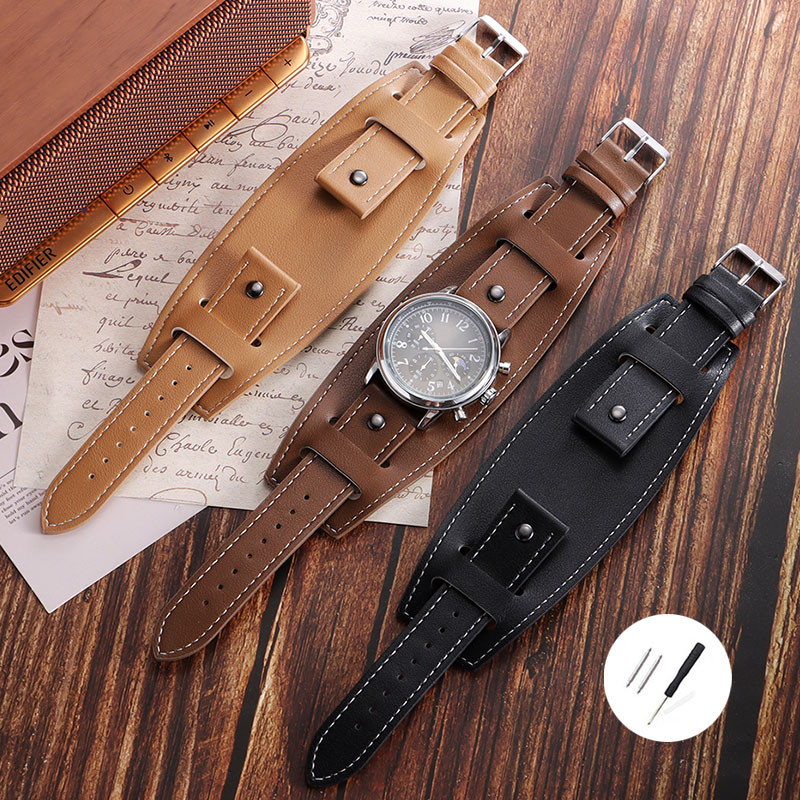 Vintage PU หนังนาฬิกา 20 มม.22 มม.24 มม.Bund สายนาฬิกานาฬิกาสร้อยข้อมือสําหรับ Fossil CH2564 CH2565 CH2891 CH3051 FS4813 ME3102 AM4532