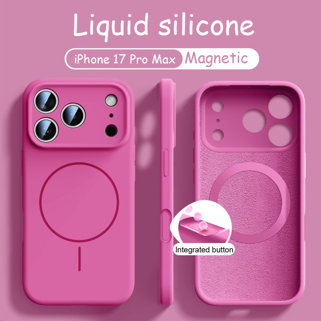 ใหม่ซิลิโคนเหลว Soft Shell Anti-drop เคสโทรศัพท์แม่เหล็ก iPhone 13 14 15 16 17 Pro Max 14/15 Plus Dragon Fruit Full Coverage กันกระแทกปกหลัง