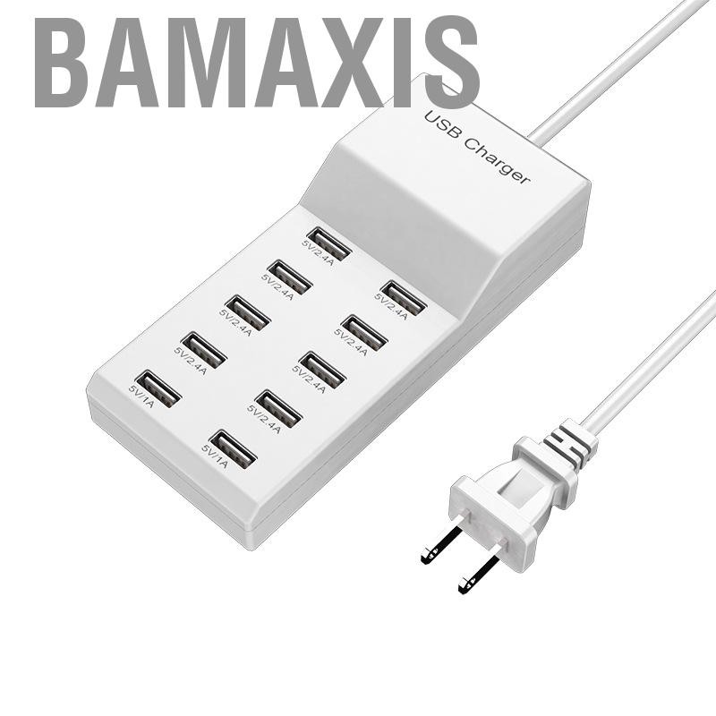 Bamaxis สถานีชาร์จ USB BAMAXIS-TH 50W 10 พอร์ตชาร์จซ็อกเก็ตแบบพกพาสำหรับอุปกรณ์สมาร์ทโฟนหลายเครื่องแ