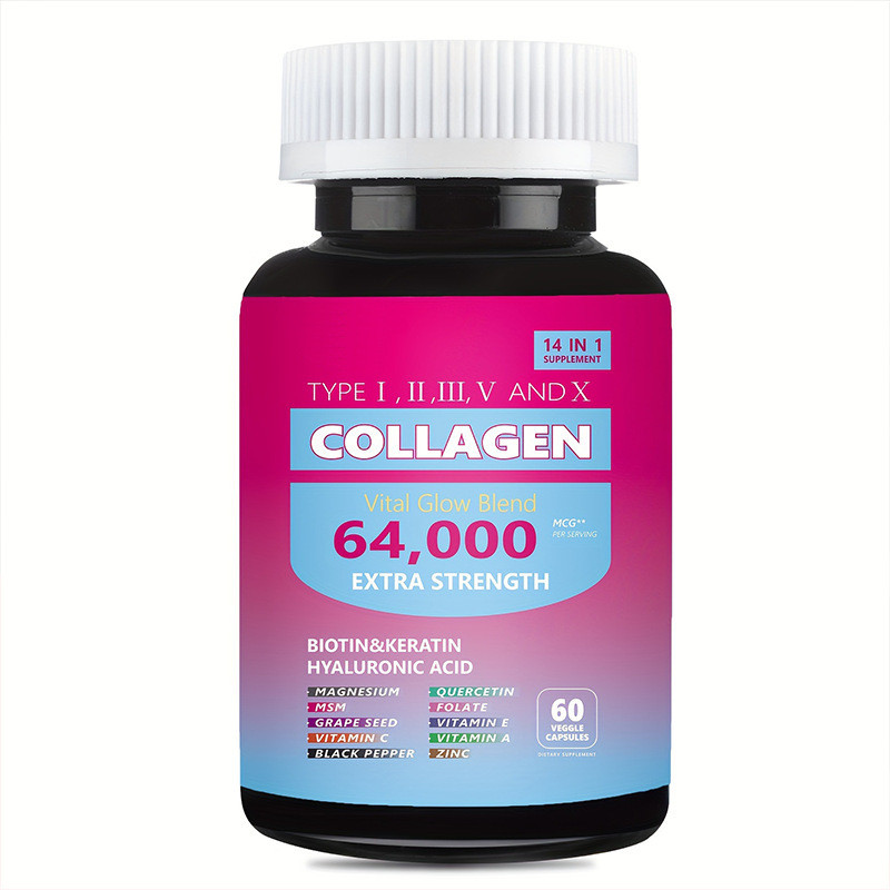 ✨แคปซูลคอลลาเจนขายร้อนข้ามพรมแดน Type I, II, III, V, X MCG Biotin Keratin o em