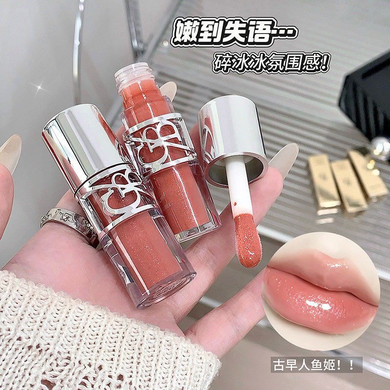 JOJO DIARY Moisturizing Jelly Mirror Lip Gloss Water-light Black Tea Liquid ลิปสติก Lasting Lip Plumper Lip Tint แต่งหน้า