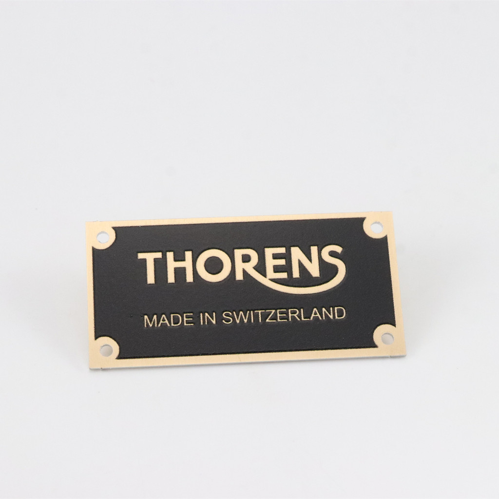THORNS Made in Switzerland Turntable Name Plate 50.8mm(2")X25mm(0.98") GOLD