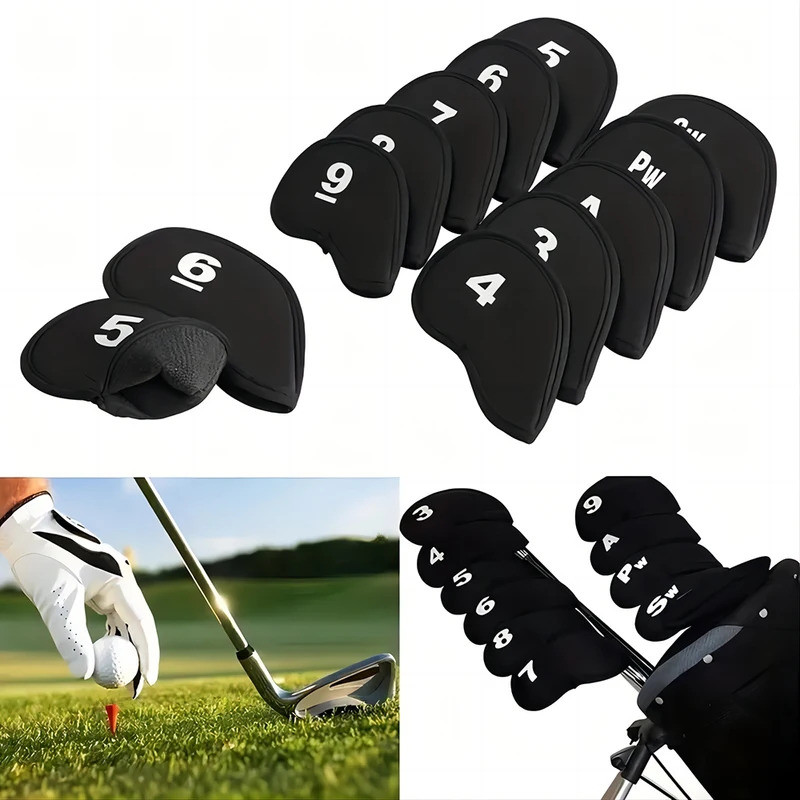 10Pcs/set Golf Iron Head Covers Iron Golf Club Protective Black/Red/Blue Golf Club Iron Head Protect