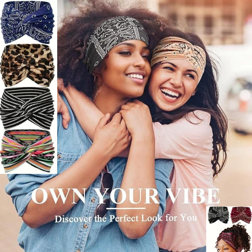 ที่คาดผมกว้างสำหรับผู้หญิง เหมาะสำหรับการออกกำลังกายและโยคะ สไตล์ Boho
