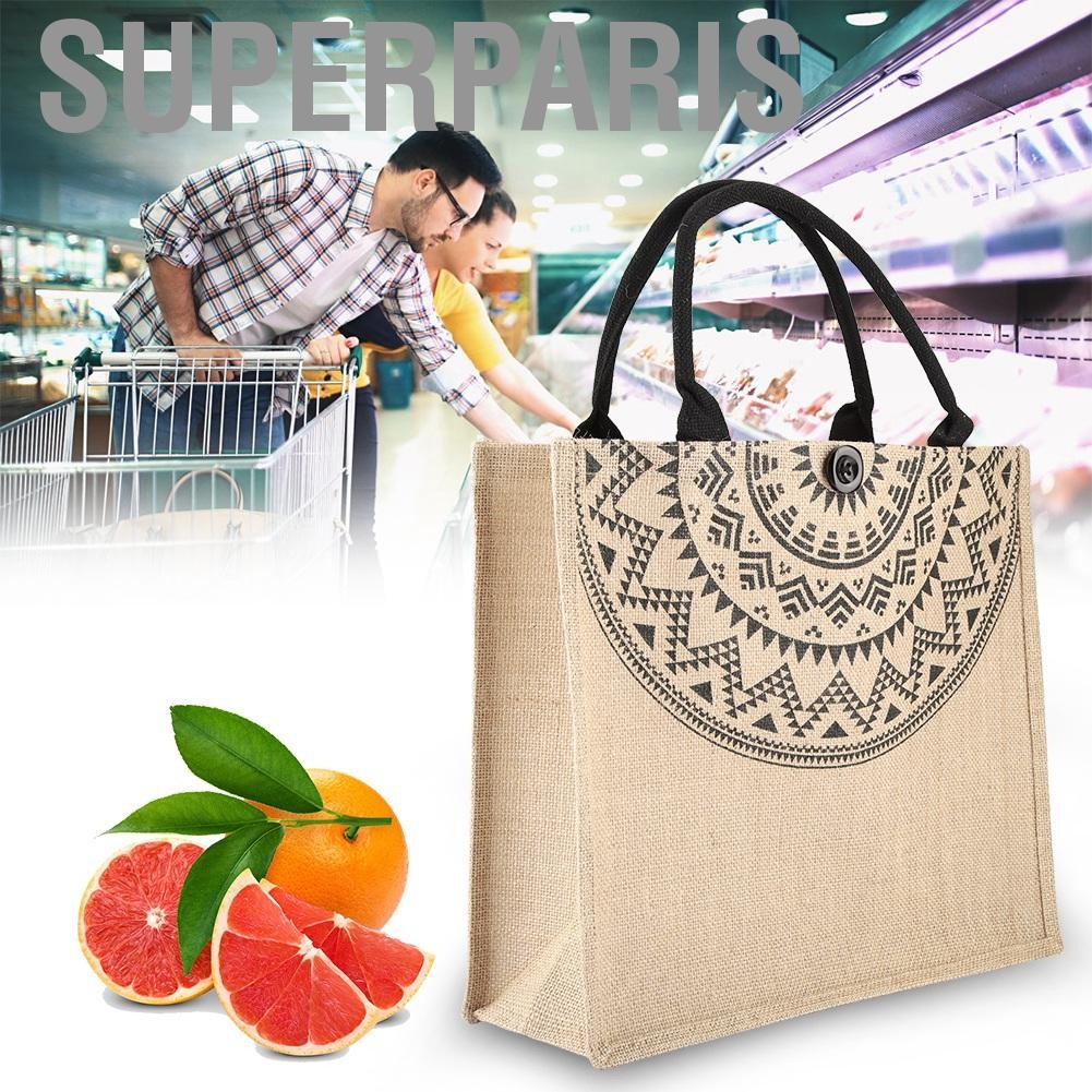 Superparis Superparis-th n Bag มากสำหรับการช็อปปิ้งวินเทจ Gunny Handbag ผู้ให้บริการจัดเก็บไหล่การเด