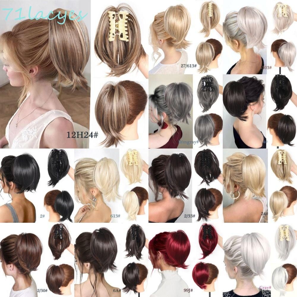 LACYES Messy Bun Hair Piece, Synthetic Scrunchies Straight Chignon Ponytail, Heat Resistance Fiber F