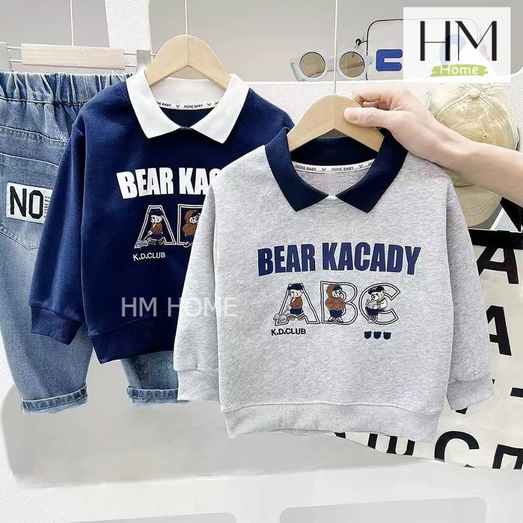 เสื้อแขนยาวเด็ก  เสื้อโปโลแขนยาว สเวตเตอร์สำหรับเด็กผู้ชาย อายุ1-4ปี