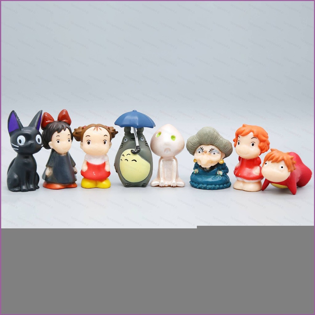 8 ชิ้น Ponyo บน Cliff Action Figure Ponyo Totoro Zeniba Ogino Chihiro ตุ๊กตาของเล่นเครื่องประดับของข